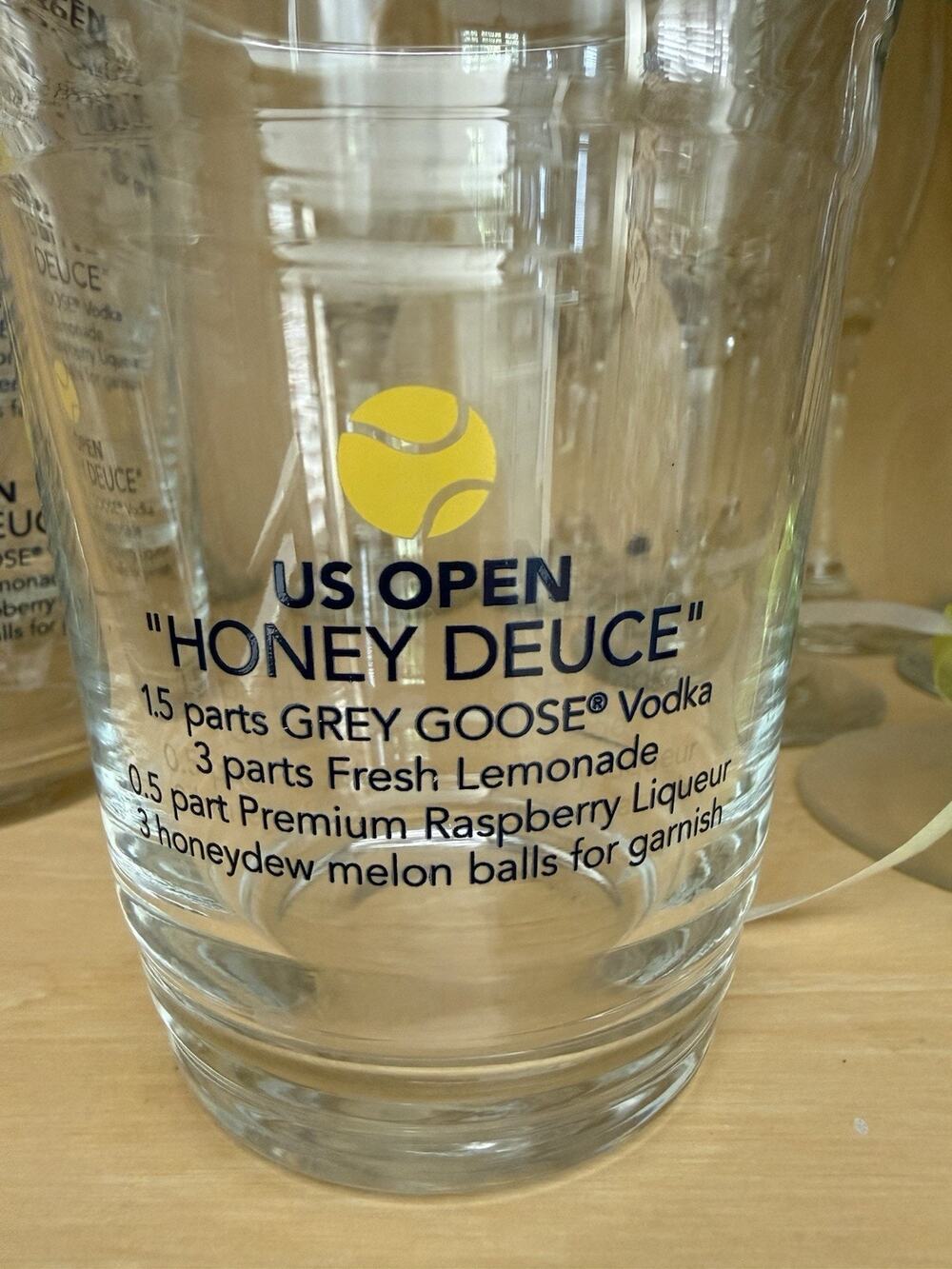 Set Of 6 US Open Tennis Honey Deuce Grey Goose Glassware Recipe Included